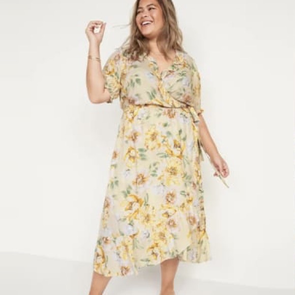 Old Navy Dresses & Skirts - Ruffled Tie-Belt Plus Size Midi Wrap Dress